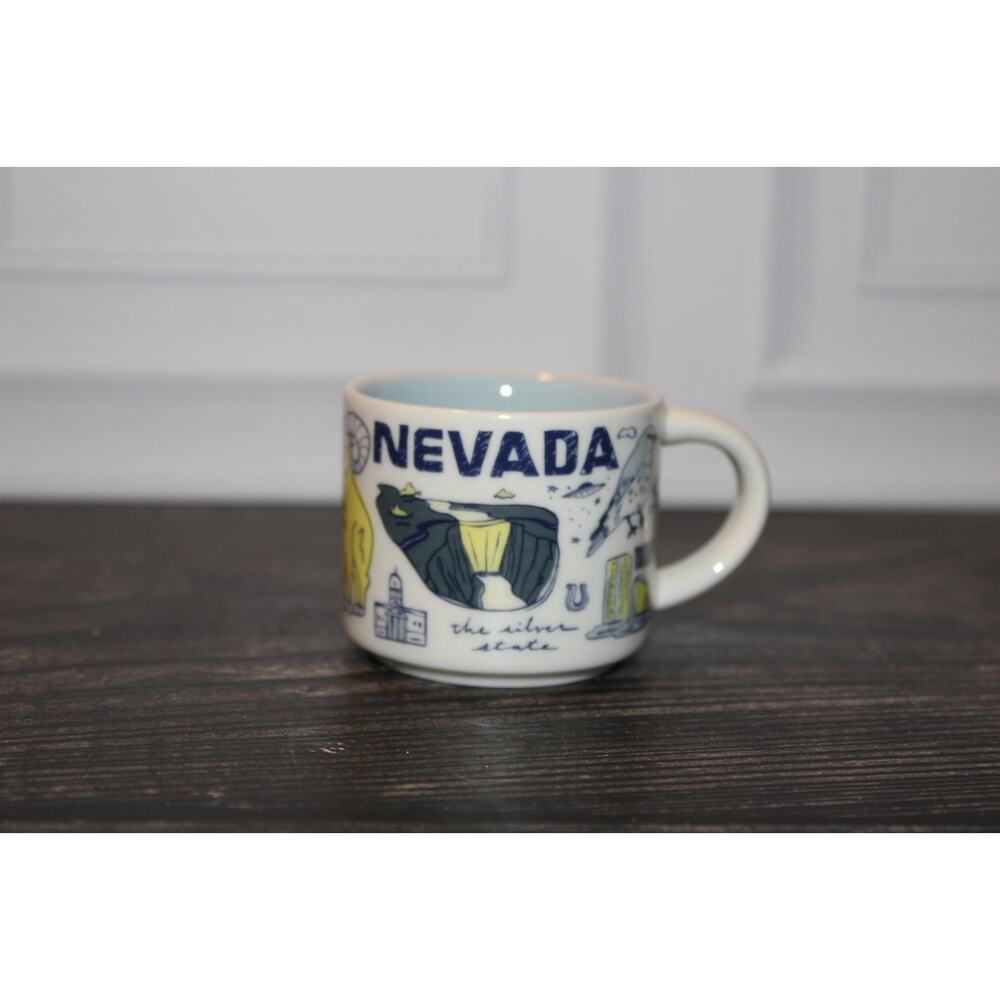 Starbucks Been There Series Nevada Mug Blue Yellow Black 2oz EUC NOT FULL SIZE